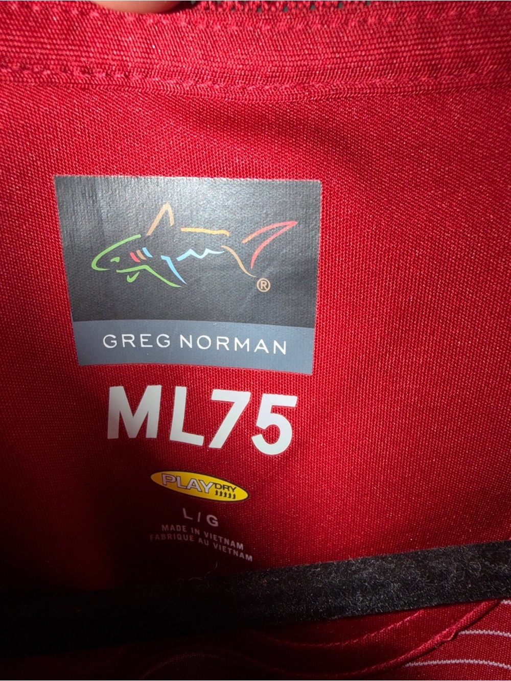 Greg Norman ML75 Performance Golf Polo Shirt Red White Striped Size L - Picture 7 of 7